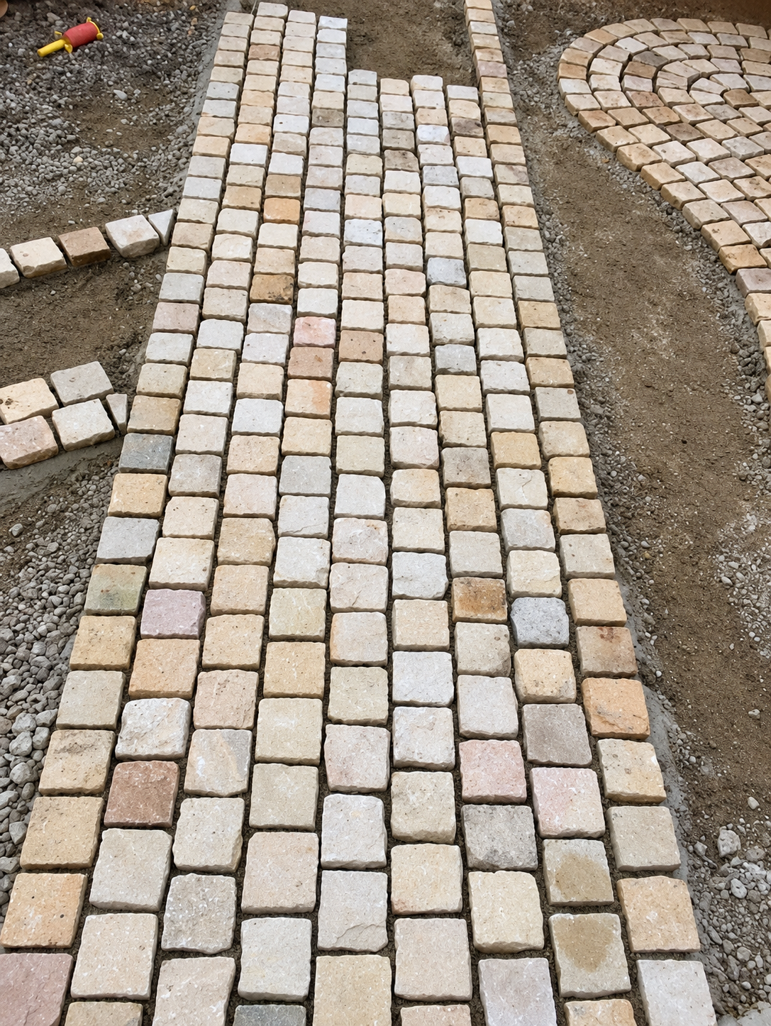 Bespoke Indian sandstone patio with a radiating sunburst feature
