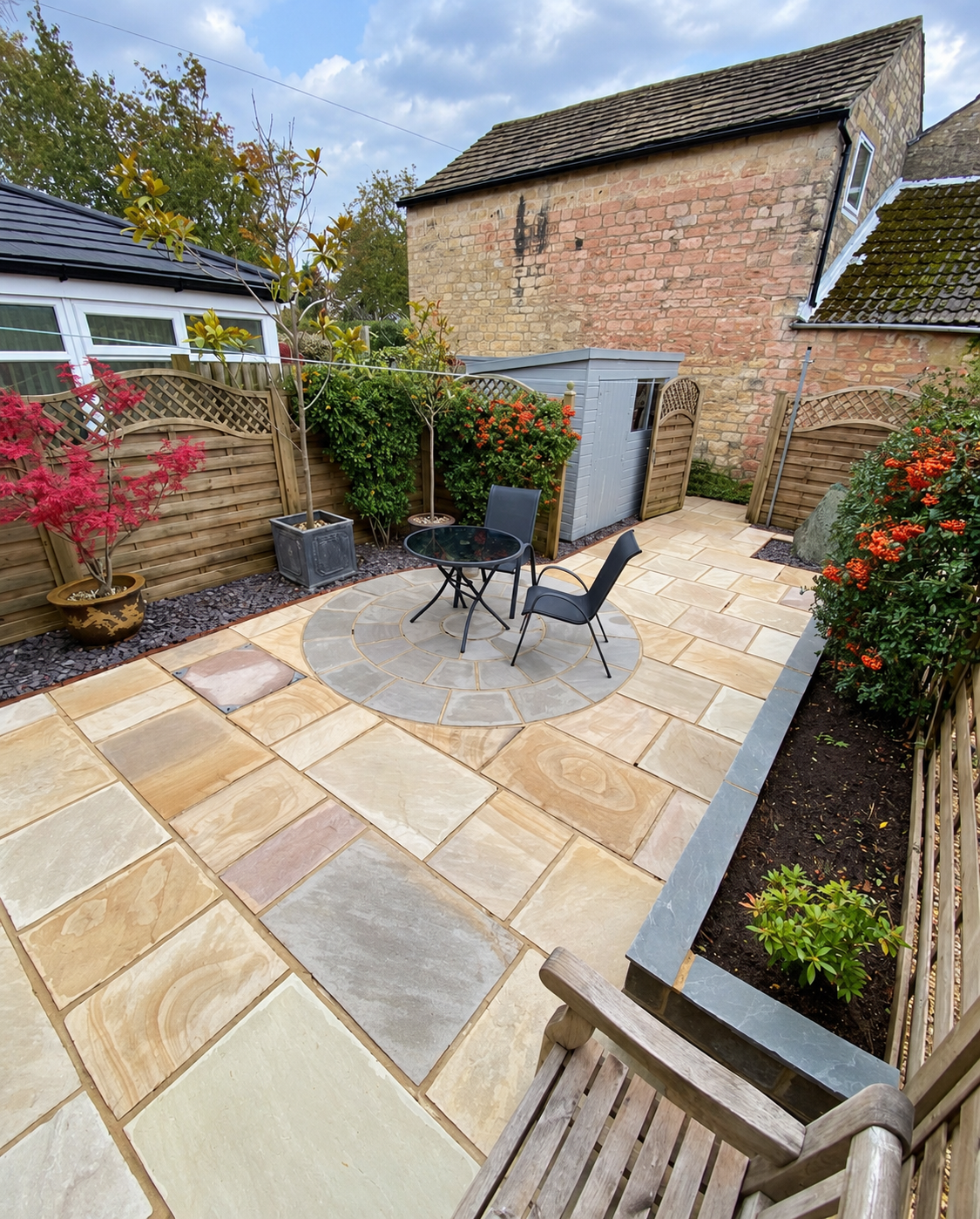 Bespoke sandstone patio project by White Rose