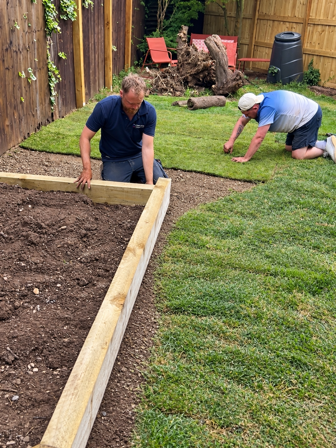 Freshly laid turf lawn